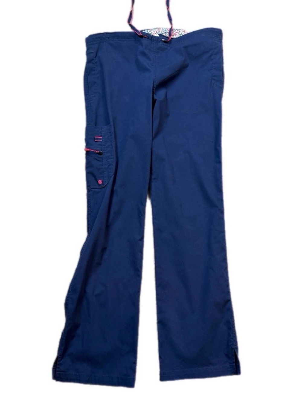 Life is Peachy Navy Blue Drawstring Cargo Scrub Pants Medium Tall